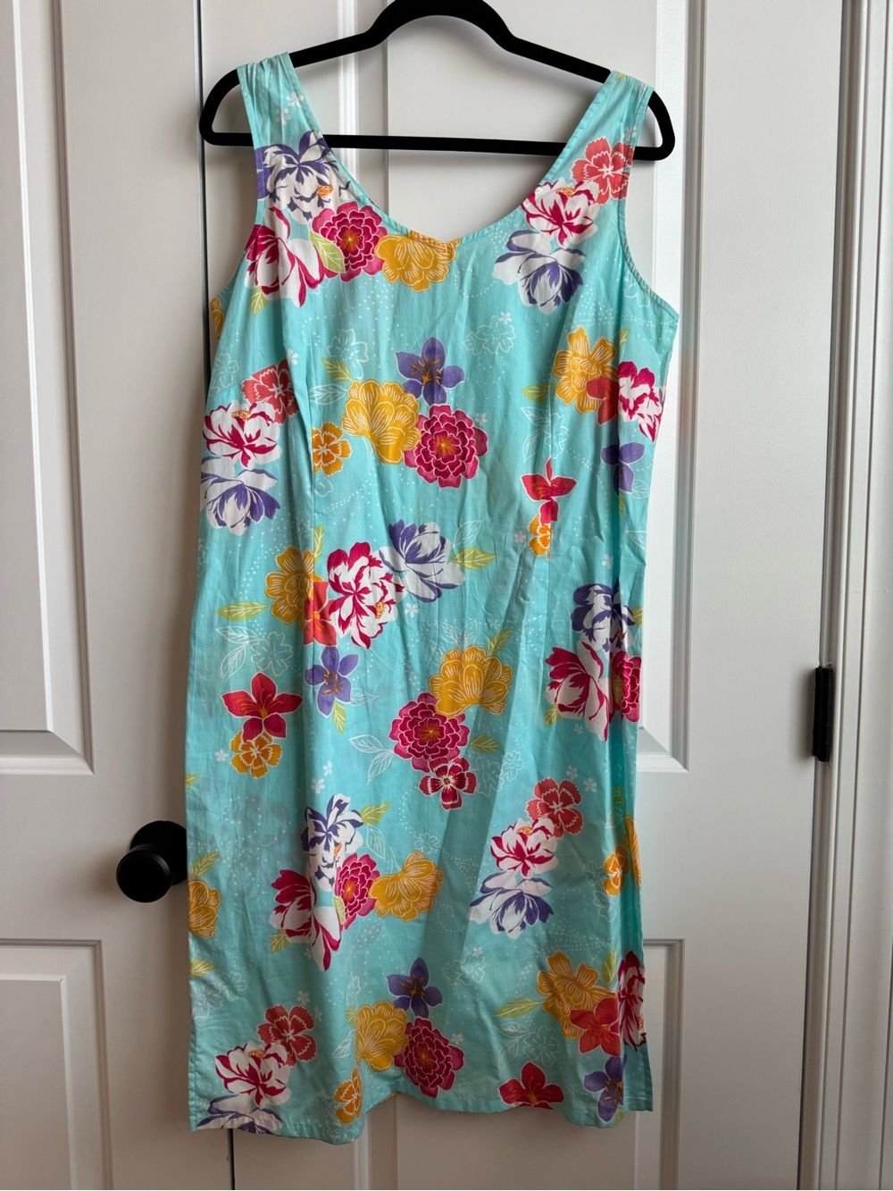 Liz Claiborne Lizsport Vintage Aqua Tropical Floral Cotton Dress 12